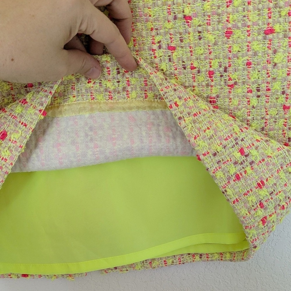 J.Crew No. 2 Pencil Skirt Size 12 Neon Yellow Pink Tweed Style Knee‎ Length - Picture 6 of 8